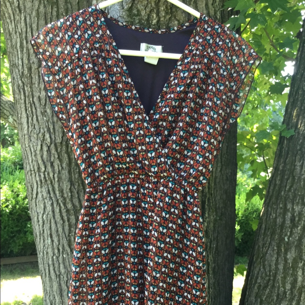 Sweet Storm orange and brown mini dress